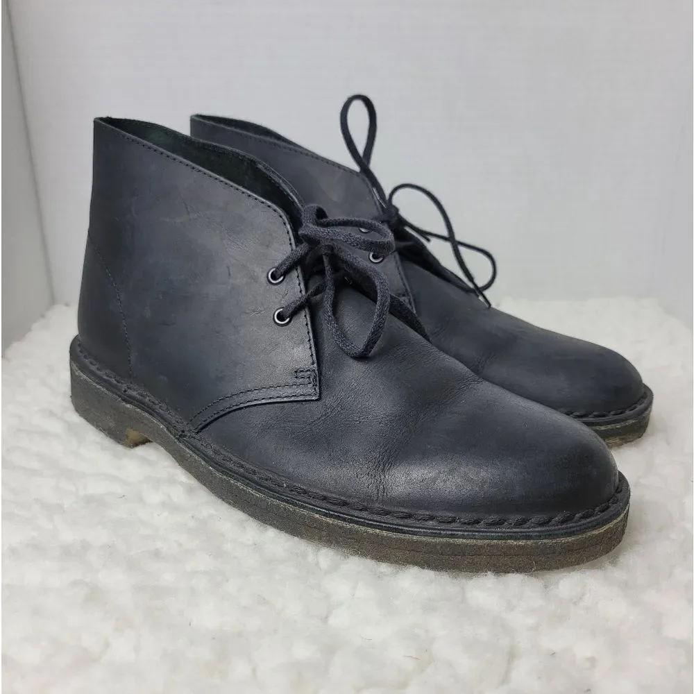 Clarks Original Chukka Desert  Boots Mens Size 8.5 Black Beeswax Leather